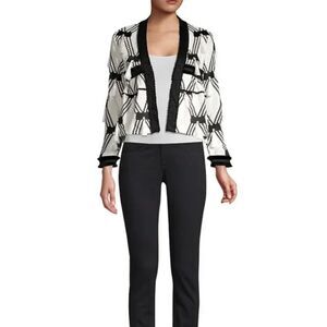 ALEXIS Womes Jacket Medium White Diamond Tassel Swing Cotton Luxury Boho $697